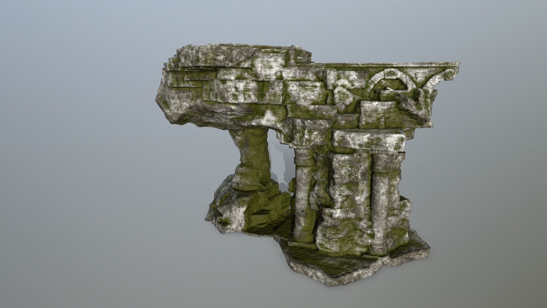 temple stone structure Low-poly 3D model_5