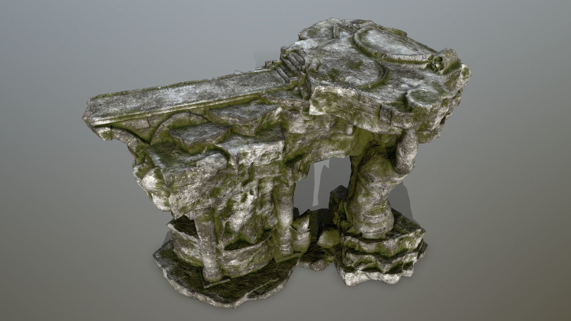 temple stone structure Low-poly 3D model_8
