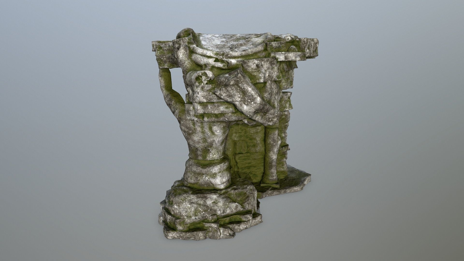 temple stone structure Low-poly 3D model_3