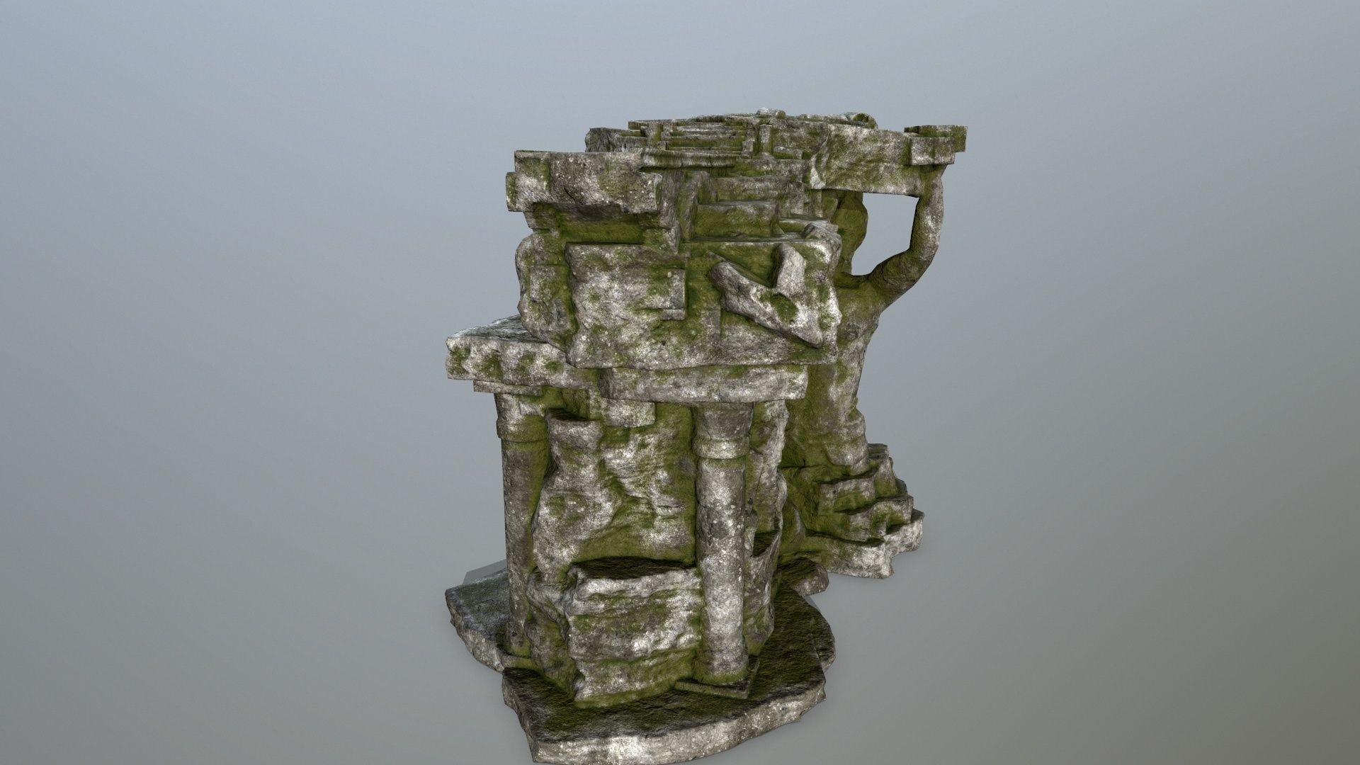 temple stone structure Low-poly 3D model_7