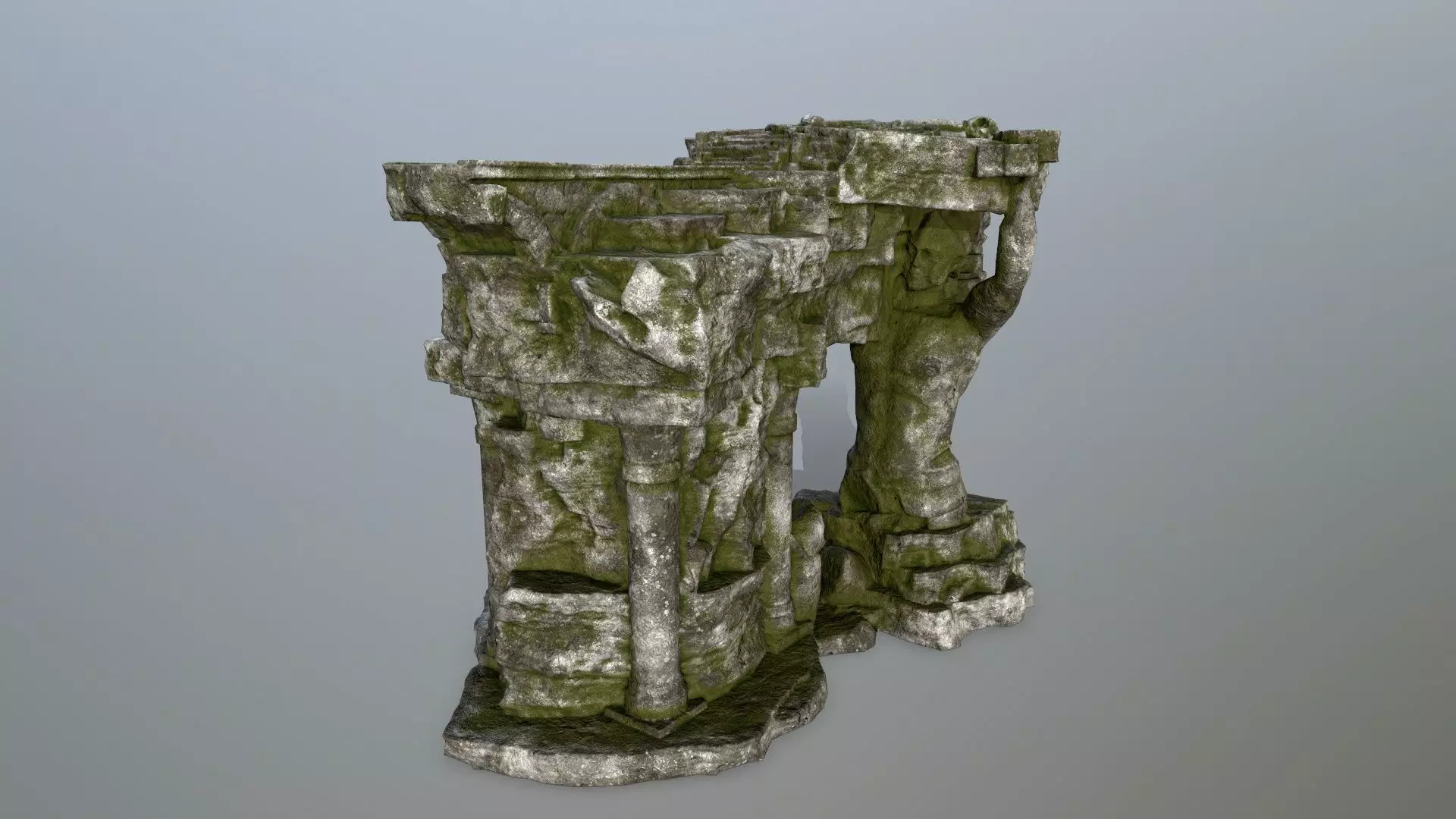 temple stone structure Low-poly 3D model_0