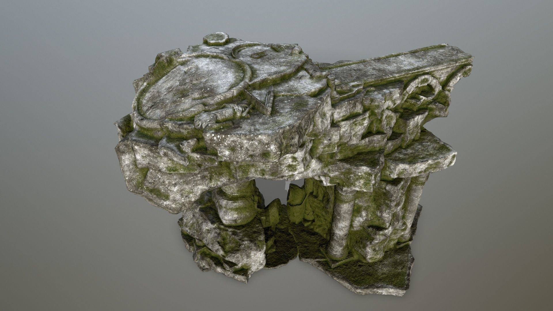 temple stone structure Low-poly 3D model_11