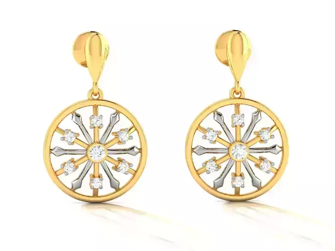 Earrings-3253 round diamond earrings in gold