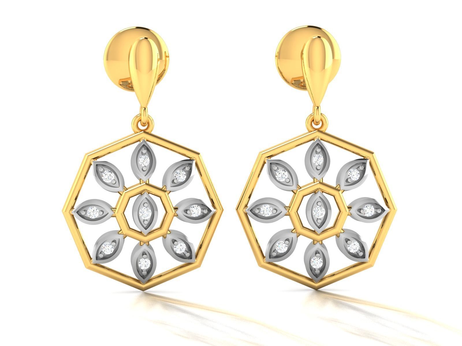 Earrings-3249 diamond earring gold 3D print model_4