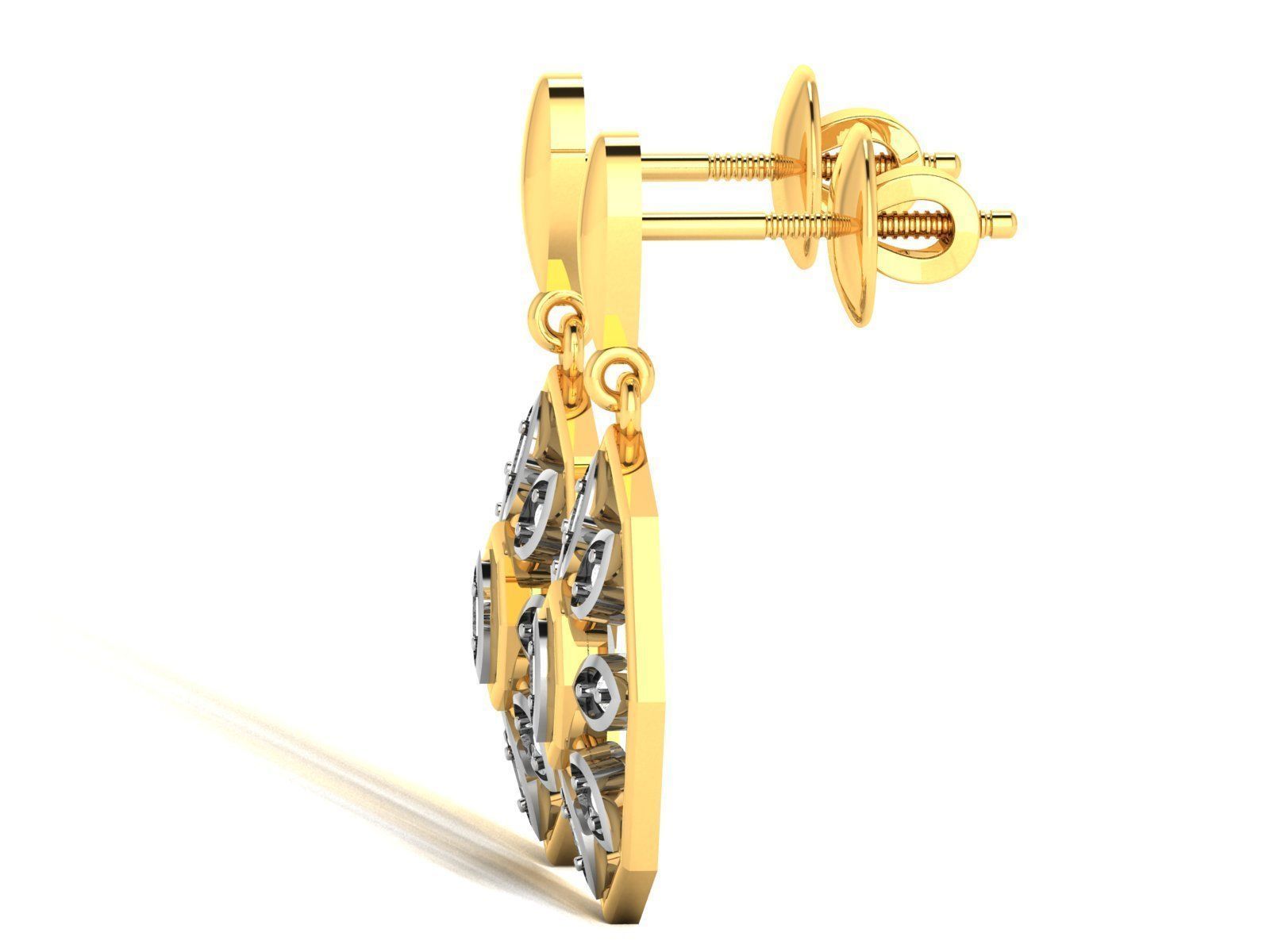 Earrings-3249 diamond earring gold 3D print model_5