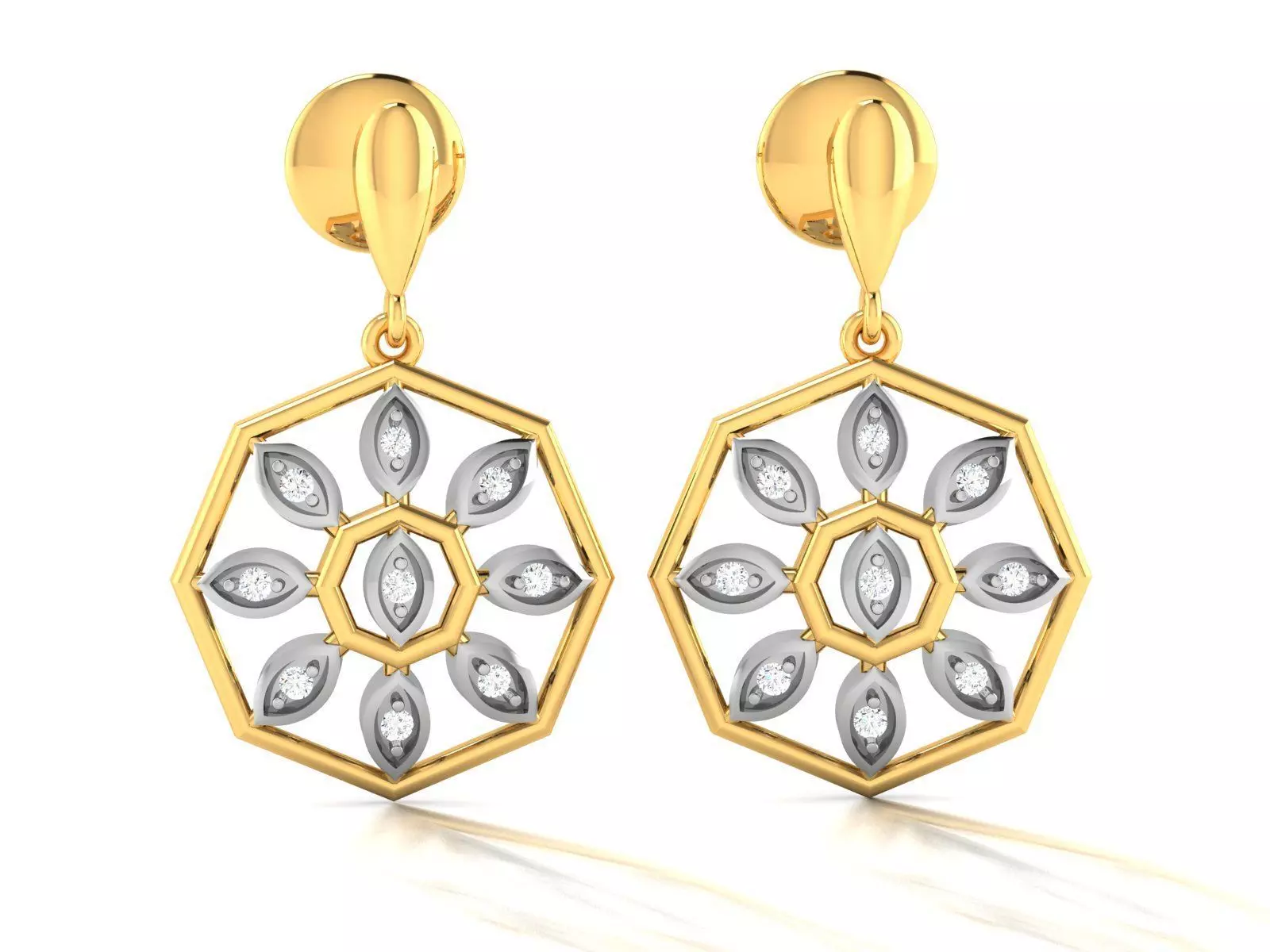 Earrings-3249 diamond earring gold 3D print model_0