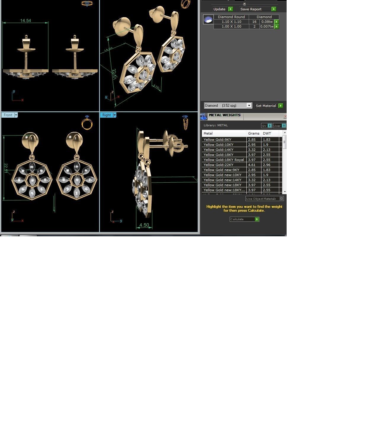 Earrings-3249 diamond earring gold 3D print model_1