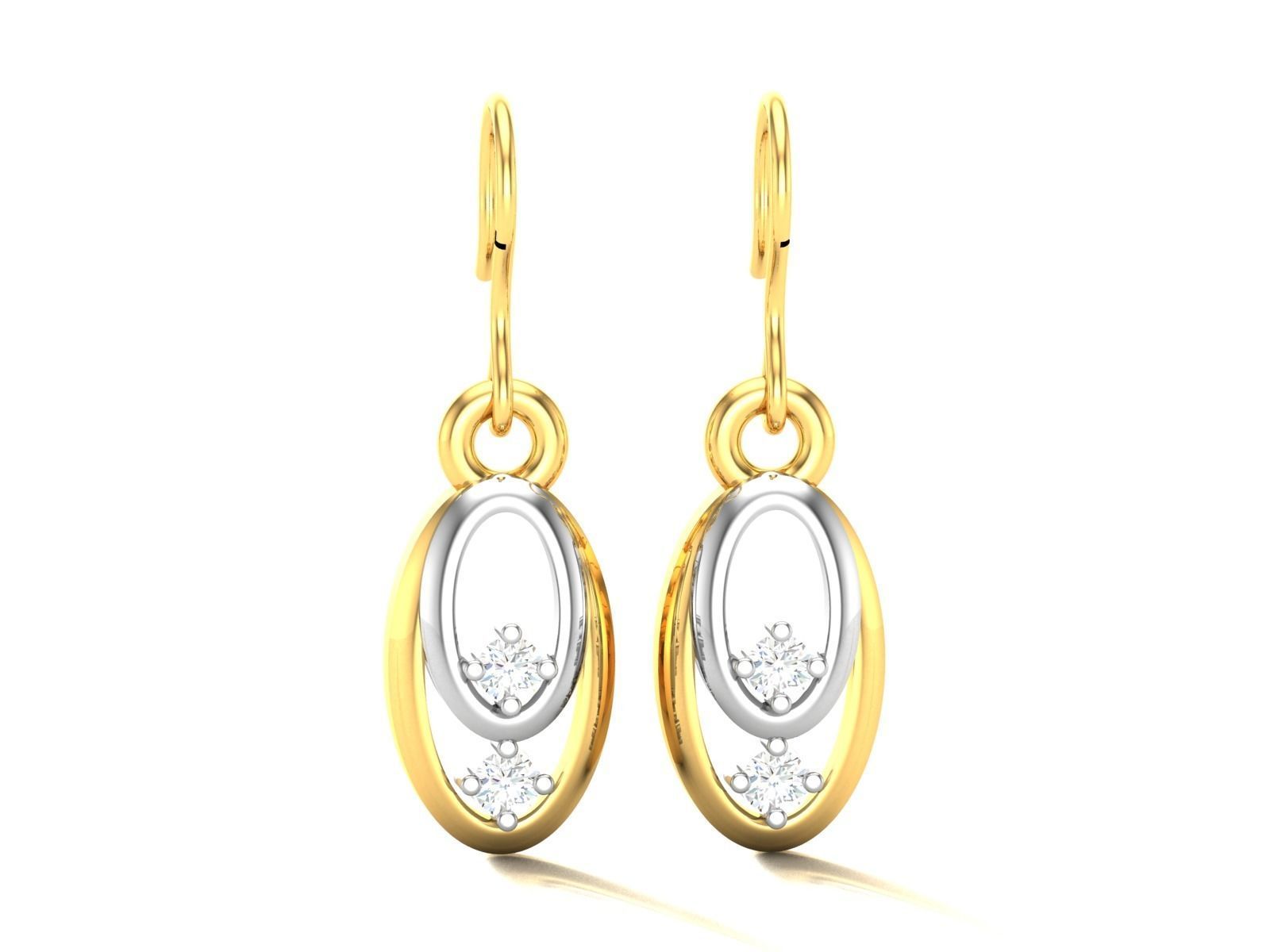 Earrings-3166 gold and diamond dangle earrings 3D print model_4