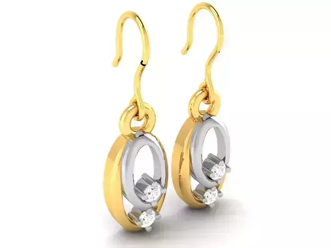 Earrings-3166 gold and diamond dangle earrings 3D print model