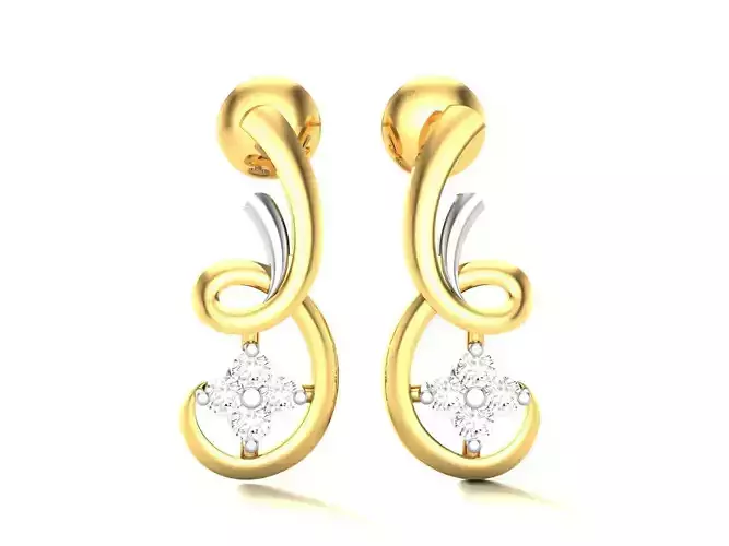 Earrings-3164 pair of gold earrings with diamonds