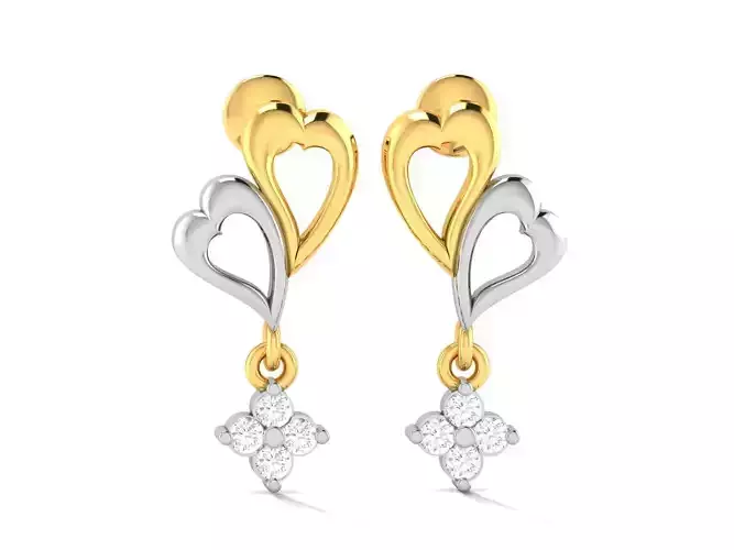 Earrings-3162 two heart shaped earrings with diamonds 3D print model