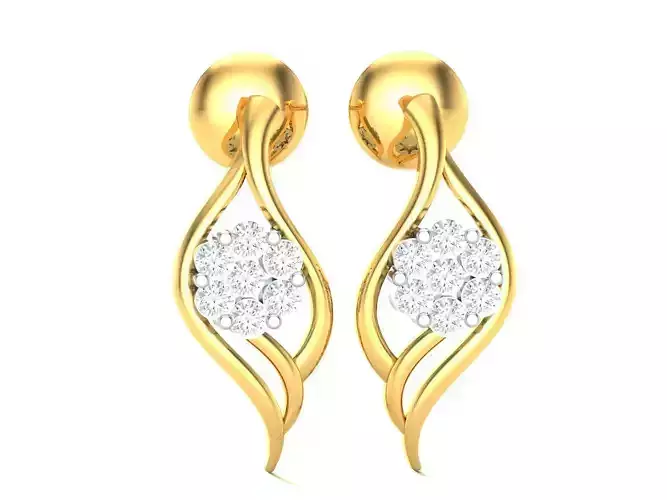 Earrings-3160 pair of gold earrings with diamonds