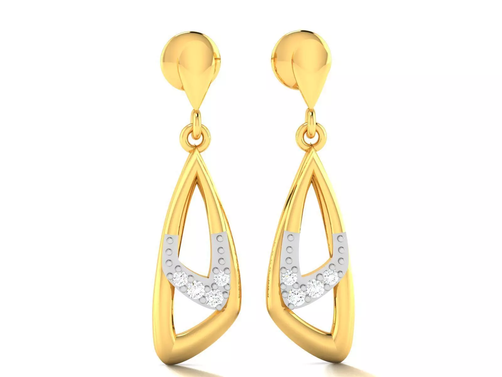 Earrings-3159 gold and diamond dangle earrings 3D print model