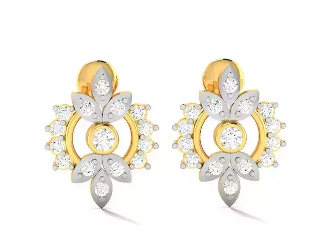 Earrings-3153 diamond cluster earring gold