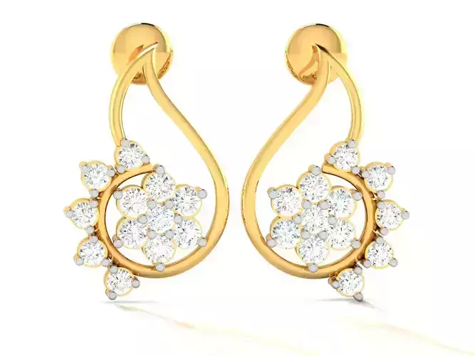 Earrings-3150 pair of gold earrings with diamonds
