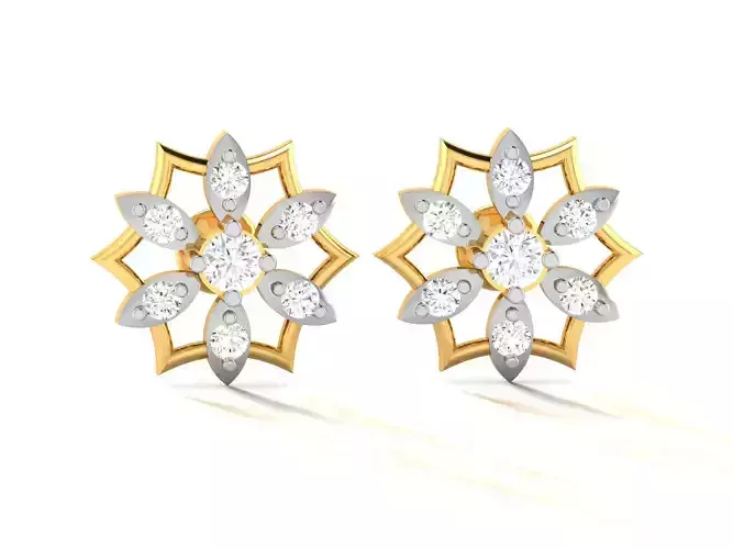 Earrings-3148 gold diamond stud earring