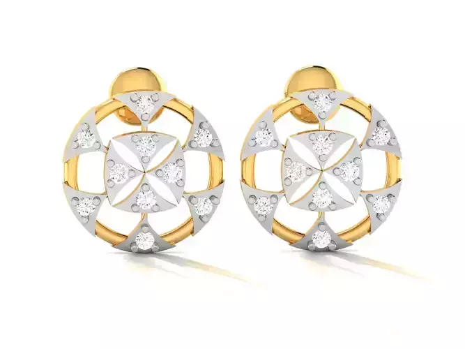 Earrings-3147 two diamond earrings gold