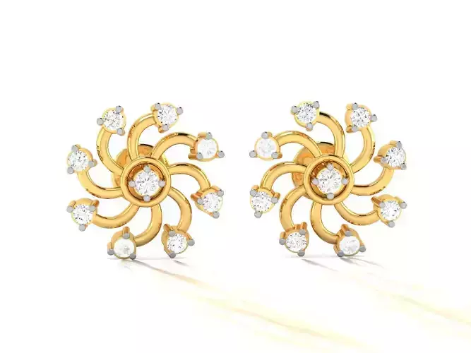 Earrings-3146 gold diamond stud earring