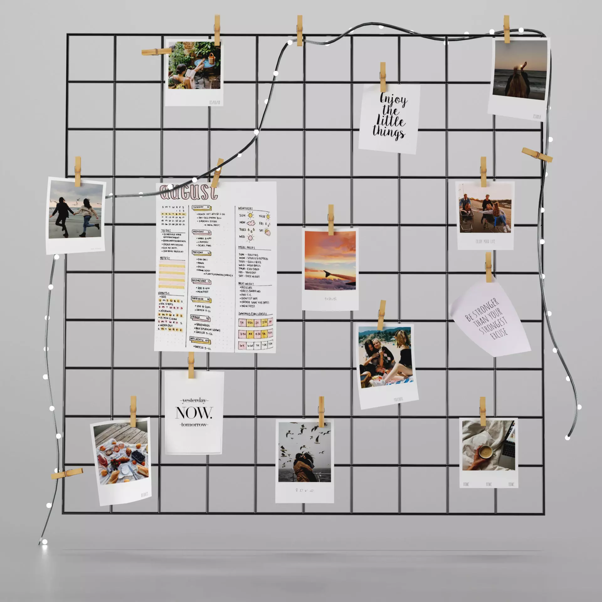 Moodboard clothesline 3D model_0