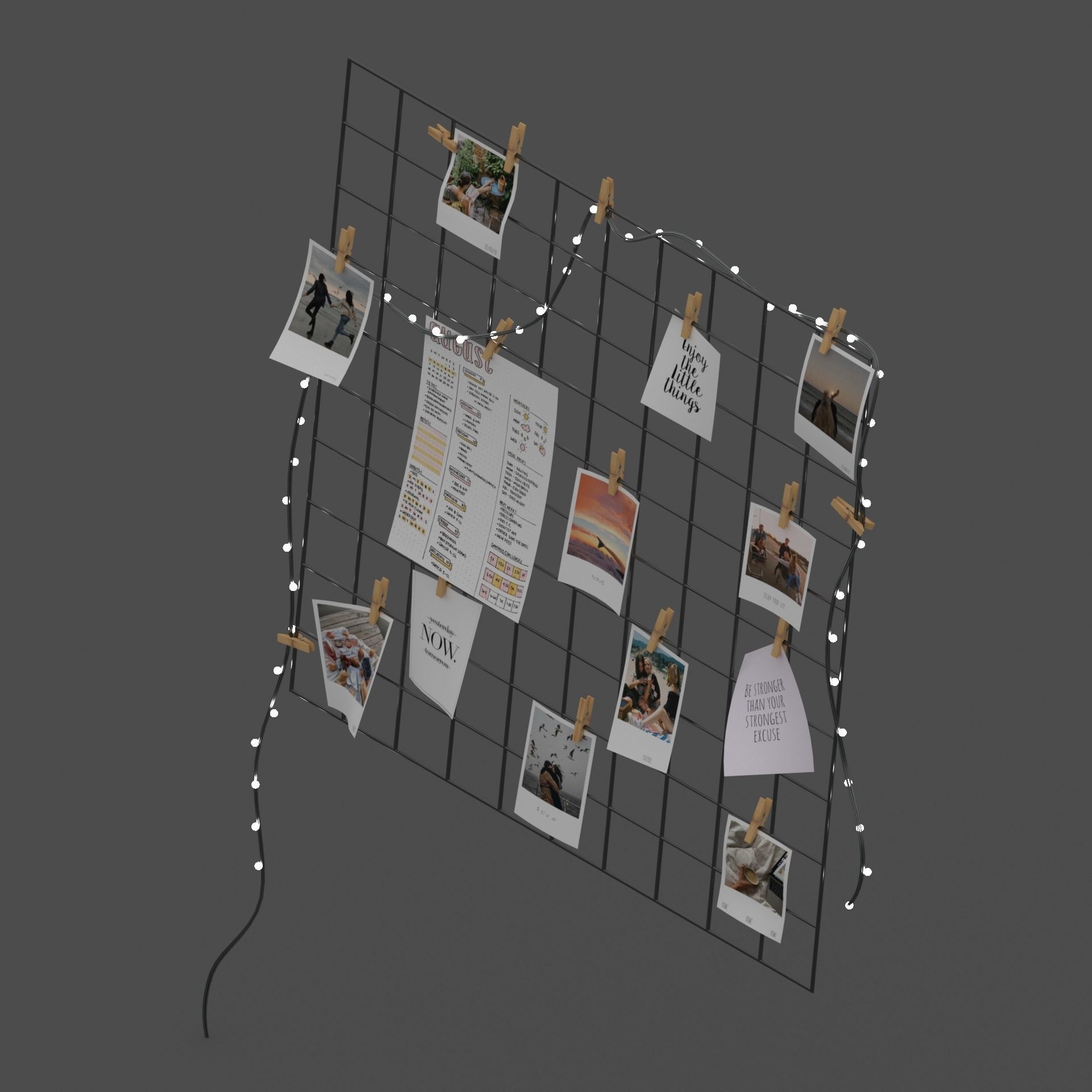 Moodboard clothesline 3D model_2