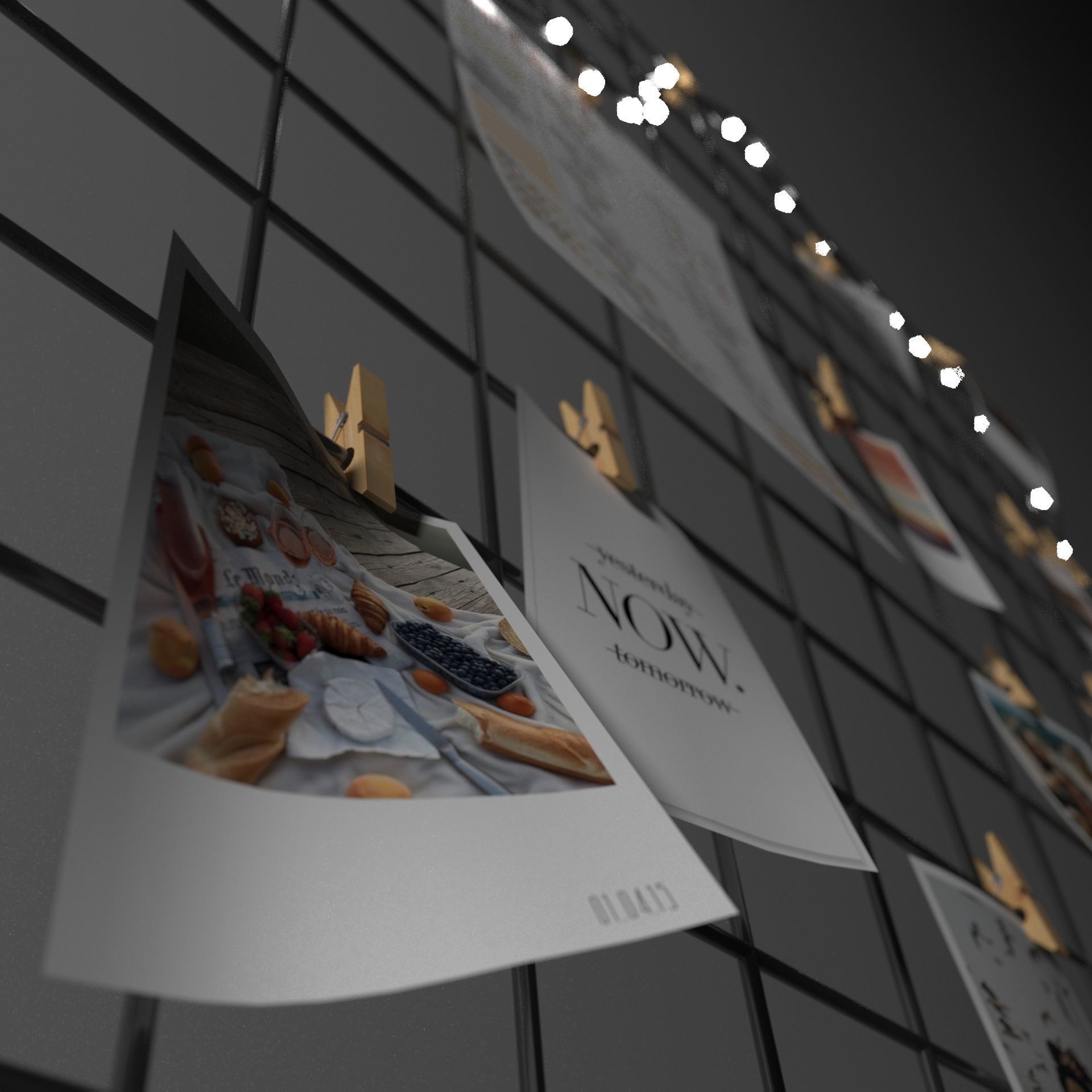 Moodboard clothesline 3D model_1