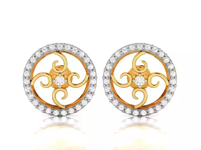 Earrings-3128 gold diamond stud earring