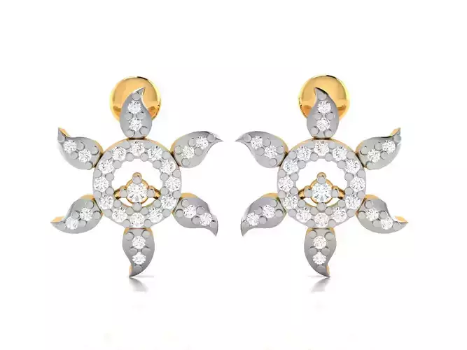 Earrings-3119 pair of diamond earrings gold