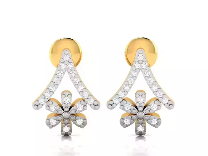 Earrings-3111 pair of diamond earrings gold