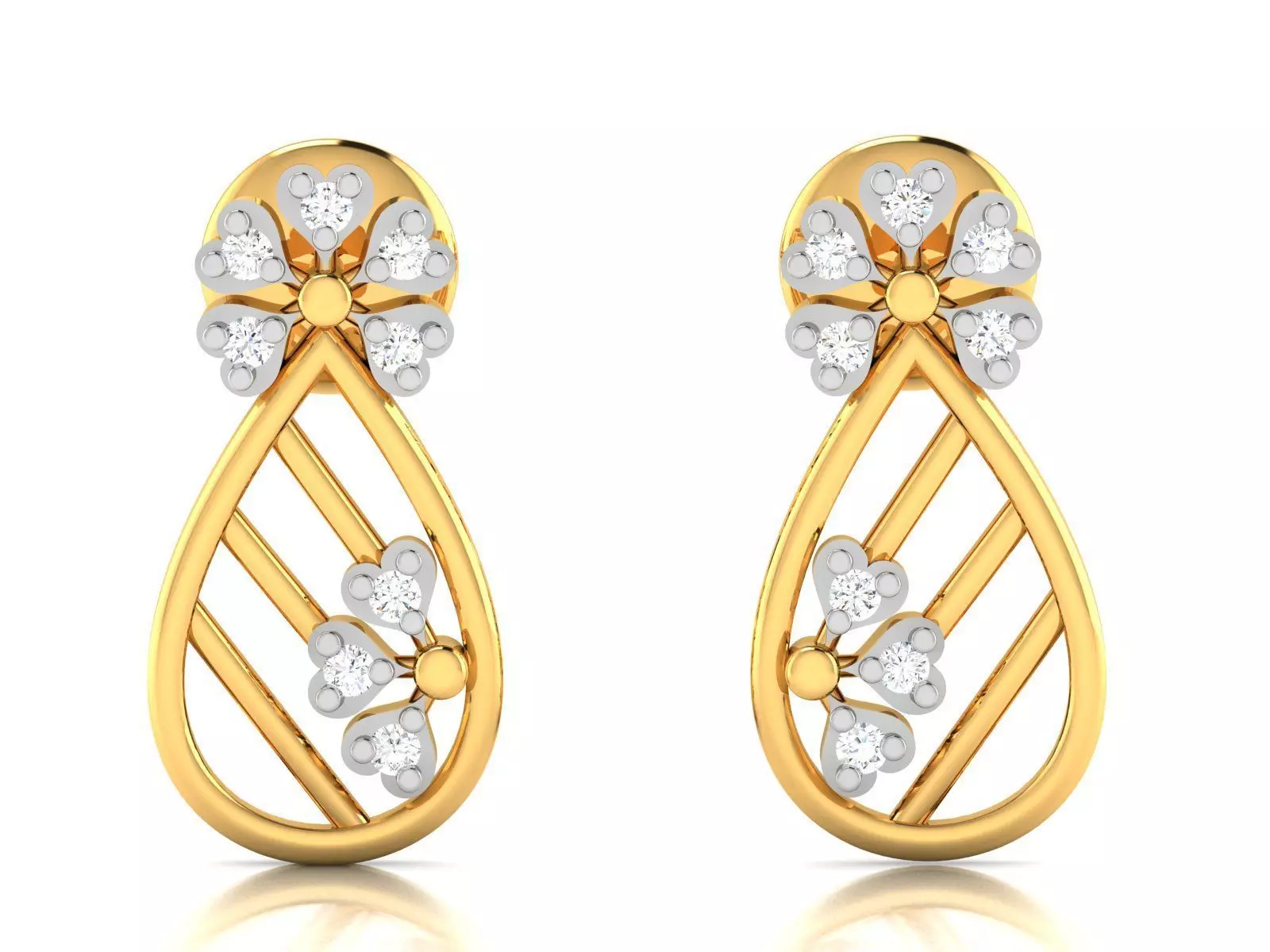 Earrings-3090 diamond stud earring gold 3D print model