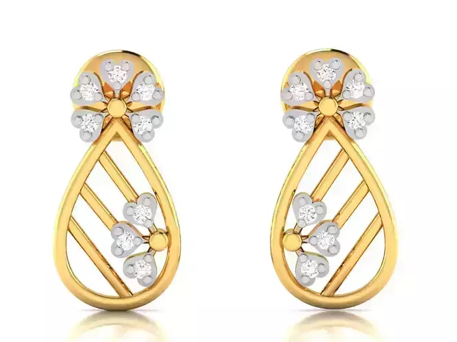 Earrings-3090 diamond stud earring gold