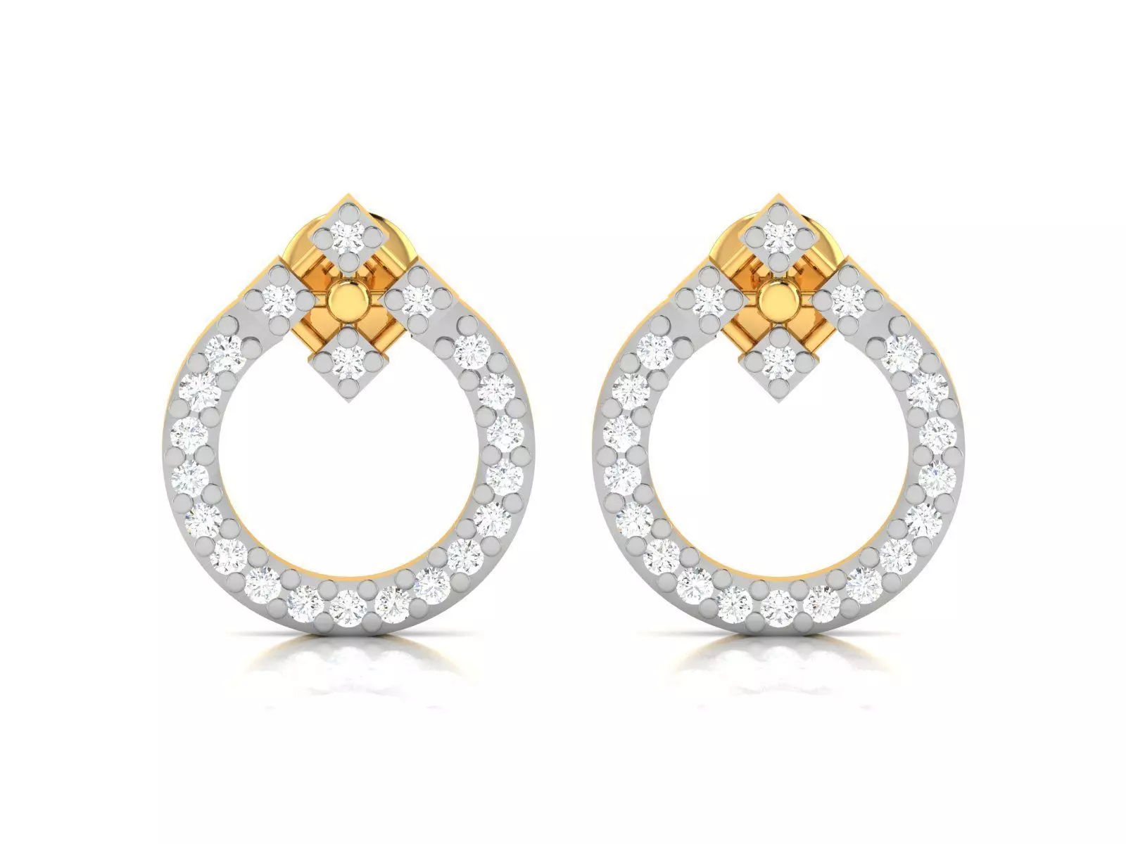 Earrings-3080 diamond hoop earring gold 3D print model