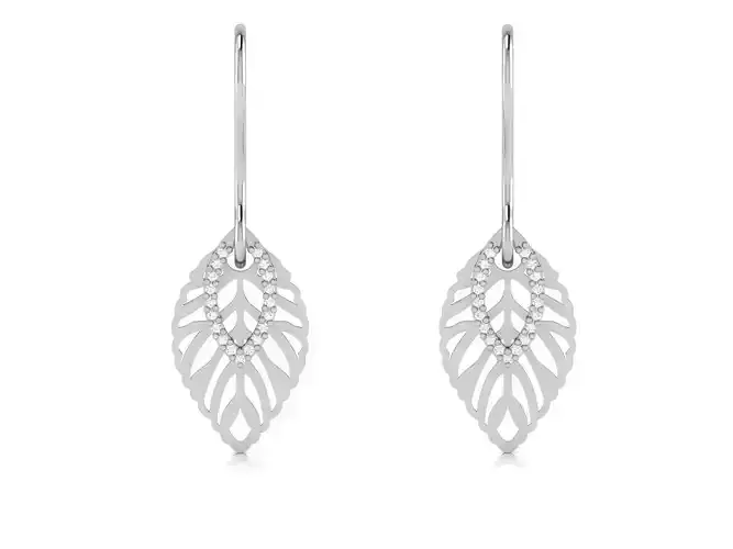 Earrings-3077 pair of sterling silver leaf earrings