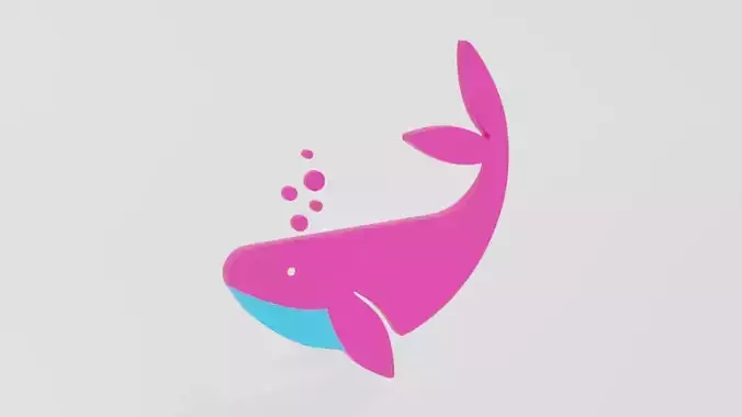 Low Poly Cartoon Whale Decoration Object Low-poly 3D model