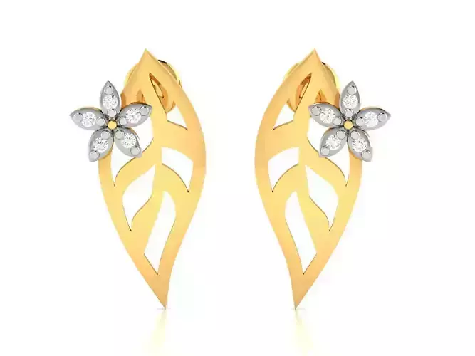 Earrings-3075 gold earring with diamonds