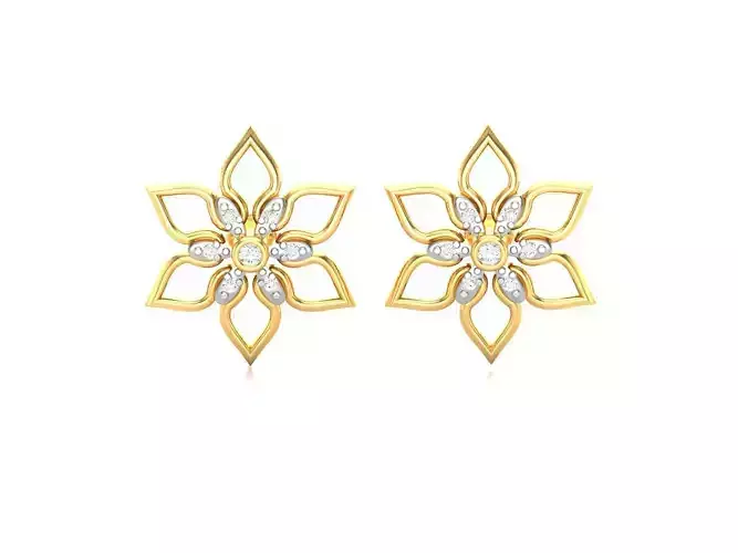 Earrings-3071 pair of gold earrings with diamonds 3D print model