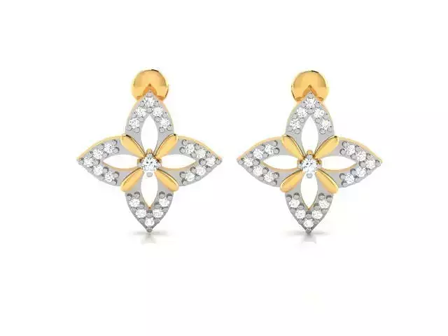 Earrings-3070 diamond earring gold 3D print model