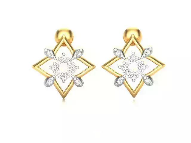 Earrings-3069 diamond earring gold 3D print model