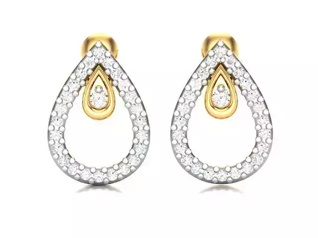 Earrings-3068 gold earring with diamonds 3D print model