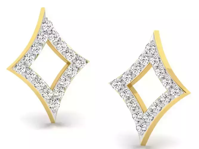 Earrings-3065 diamond earring gold 3D print model