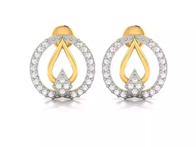 Earrings-3057 diamond earring gold 3D print model