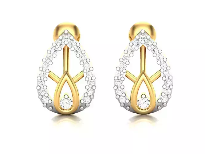 Earrings-3056 diamond earring gold 3D print model
