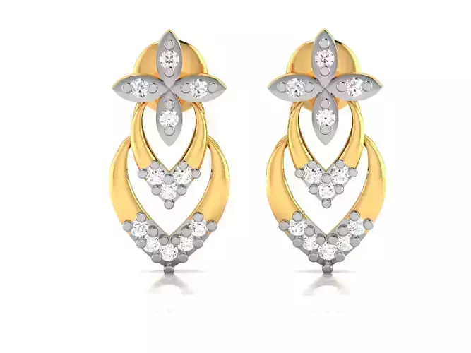 Earrings-3055 diamond stud earring gold 3D print model