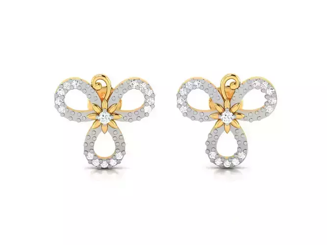 Earrings-3049 gold diamond stud earring 3D print model