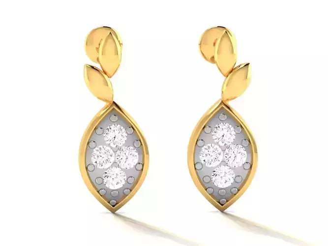 Earrings-3843 diamond earring gold