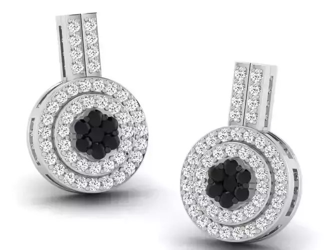 Earrings-3750 two gold plated earrings with diamonds