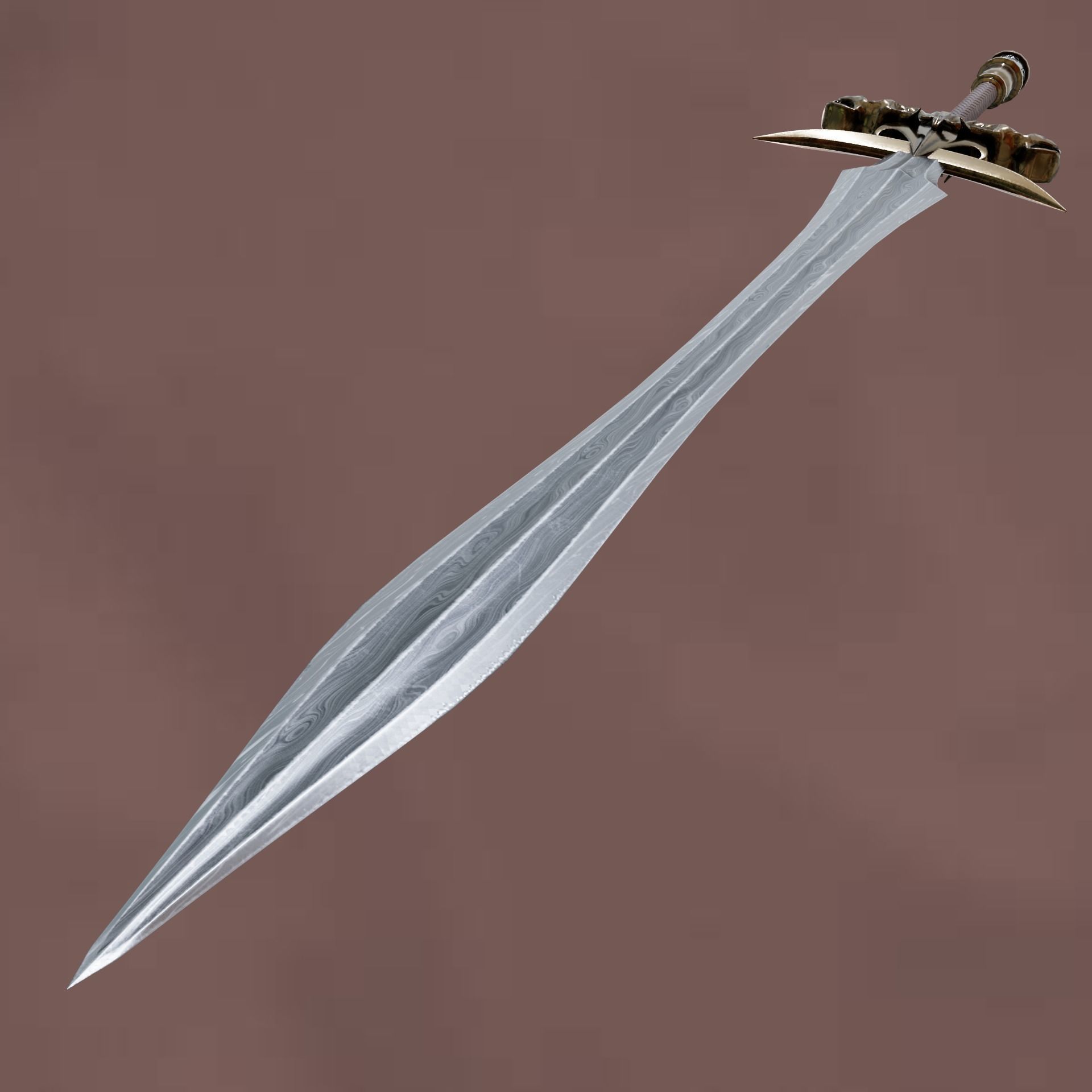 Medieval Sword Low-poly 3D model_1