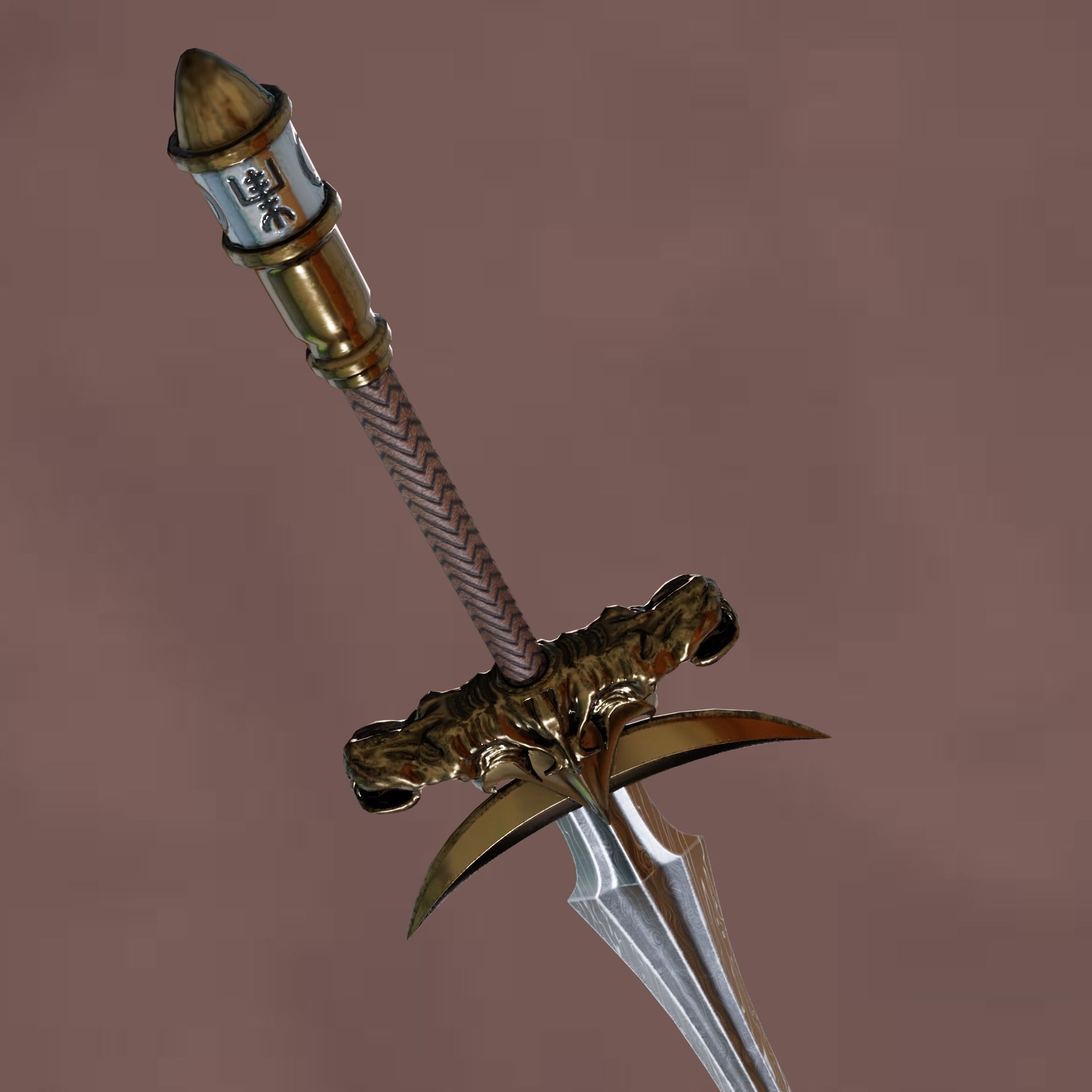 Medieval Sword Low-poly 3D model_4
