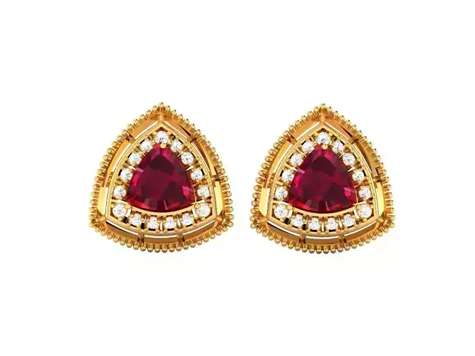 Earrings-3741 ruby and diamond stud earrings
