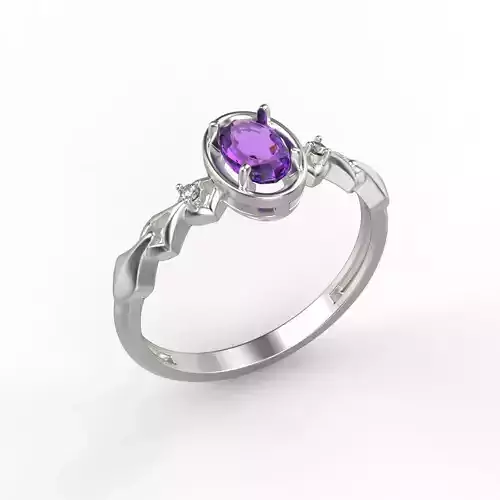 solitaire women ring with gem and diamonds CAD 3dm stl 