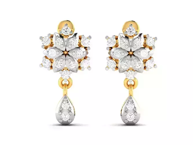 Earrings-3680 diamond drop earring gold